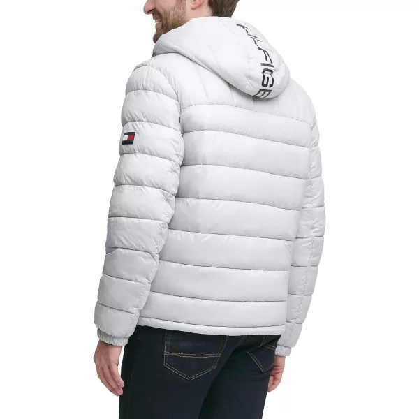 Tommy Hilfiger Mens Midweight Sherpa Lined Hooded Water Resistant Puffer JacketIce