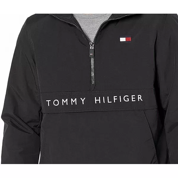 Tommy Hilfiger Mens Performance Fleece Lined Hooded Popover JacketNavy