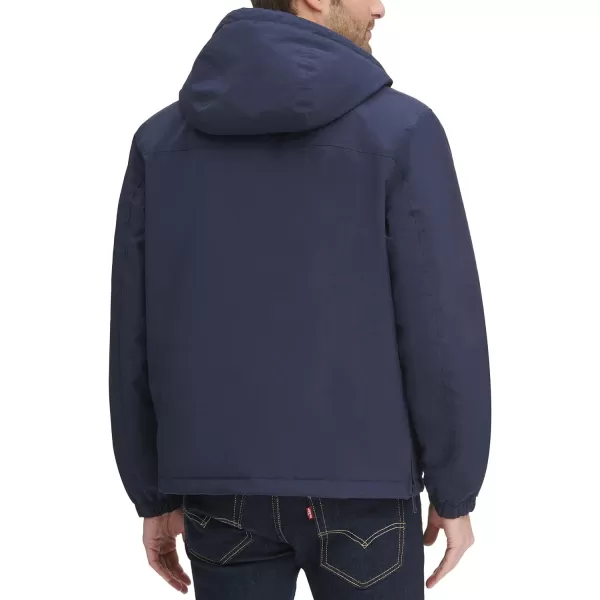 Tommy Hilfiger Mens Performance Fleece Lined Hooded Popover JacketNew Navy