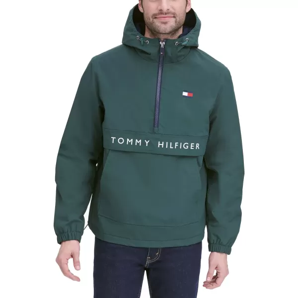 Tommy Hilfiger Mens Performance Fleece Lined Hooded Popover JacketOlive