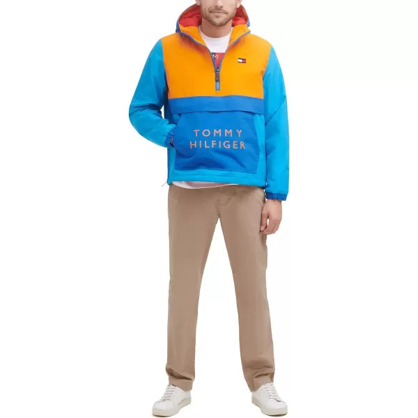 Tommy Hilfiger Mens Performance Fleece Lined Hooded Popover JacketOrange