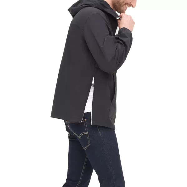 Tommy Hilfiger Mens Retro Lightweight Taslan Hooded Popover Water Resistant Windbreaker JacketBlack