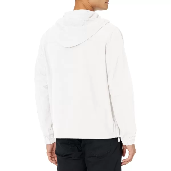 Tommy Hilfiger Mens Retro Lightweight Taslan Hooded Popover Water Resistant Windbreaker JacketWhite