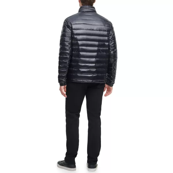 Tommy Hilfiger Mens Water Resistant Ultra Loft Down Alternative Puffer JacketBlack Wet Look