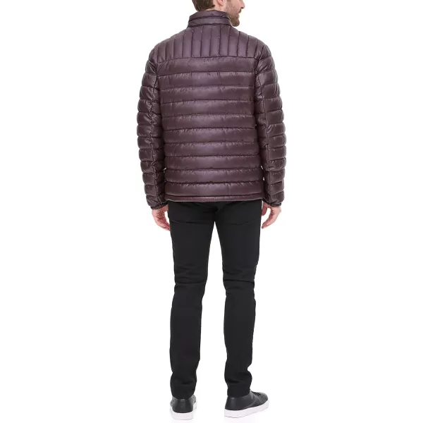 Tommy Hilfiger Mens Water Resistant Ultra Loft Down Alternative Puffer JacketBurgundy Faux Leather