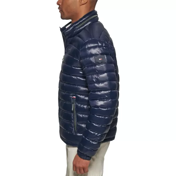 Tommy Hilfiger Mens Water Resistant Ultra Loft Down Alternative Puffer JacketMidnight Wet Look