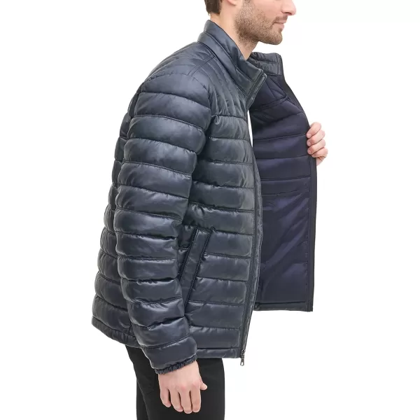 Tommy Hilfiger Mens Water Resistant Ultra Loft Down Alternative Puffer JacketNavy Faux Leather