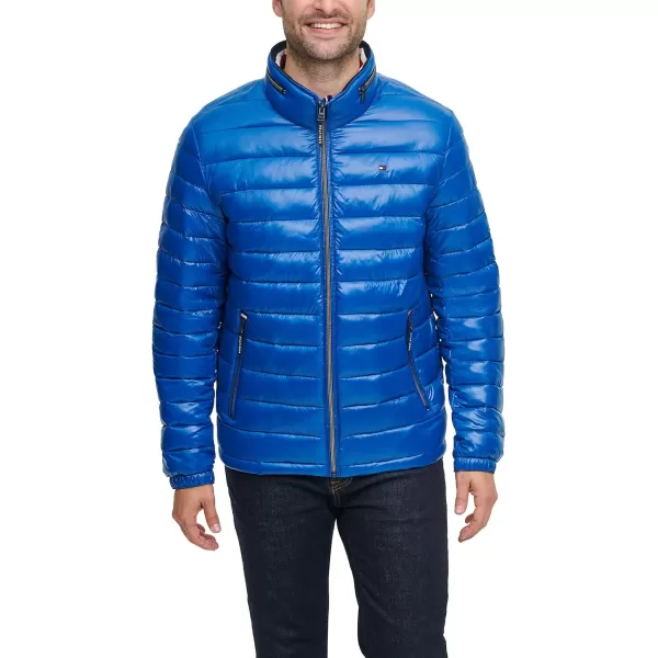 Tommy Hilfiger Mens Water Resistant Ultra Loft Down Alternative Puffer JacketNew Royal Wet Look