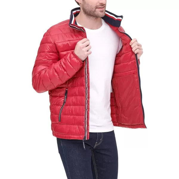 Tommy Hilfiger Mens Water Resistant Ultra Loft Down Alternative Puffer JacketRed Pepper Wet Look