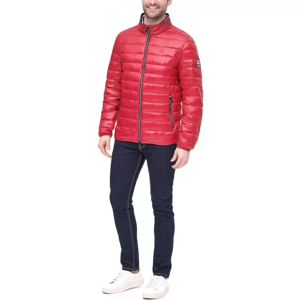 Tommy Hilfiger Mens Water Resistant Ultra Loft Down Alternative Puffer JacketRed Pepper Wet Look