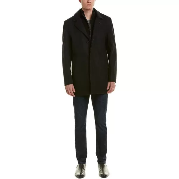 Cole Haan Mens Classic Melton Top Coat with Faux Leather DetailsCastle Rock