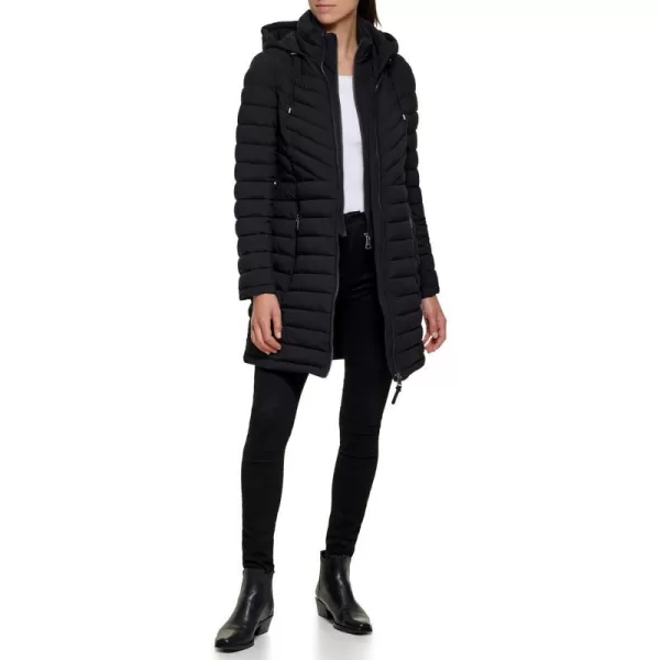 DKNY Womens Lightweight Outerwear Packable FullZipBlack