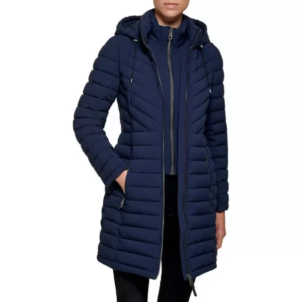 DKNY Womens Lightweight Outerwear Packable FullZipNavy