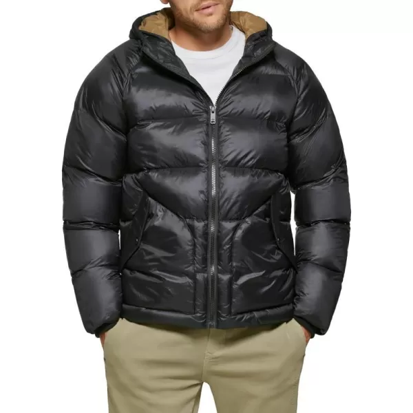 Dockers Mens Recycled Quilted Hooded Puffer JacketBlack