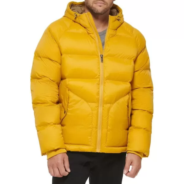 Dockers Mens Recycled Quilted Hooded Puffer JacketGold