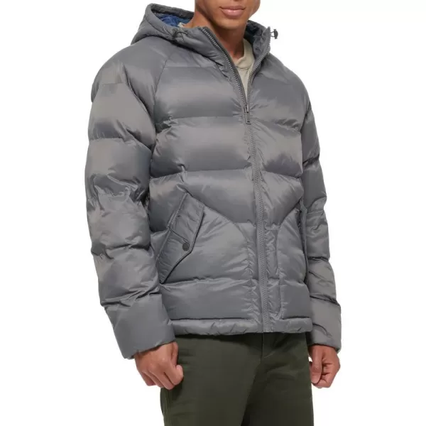 Dockers Mens Recycled Quilted Hooded Puffer JacketGrey