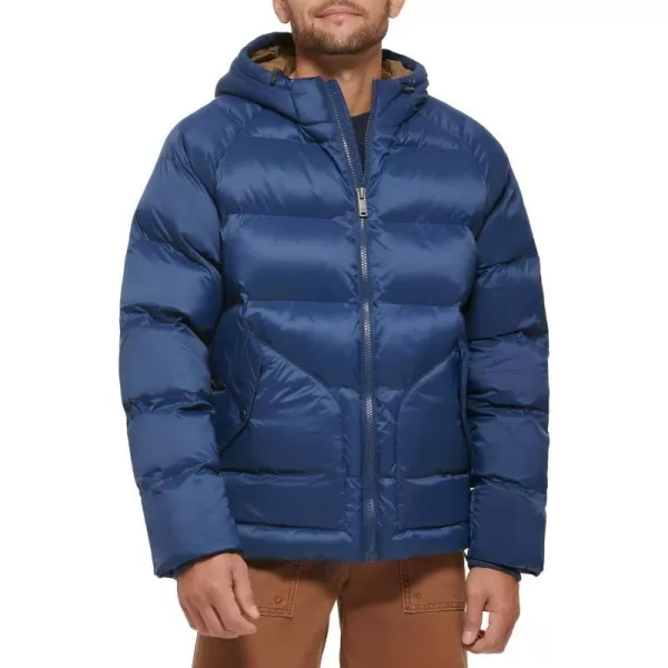 Dockers Mens Recycled Quilted Hooded Puffer JacketNavy