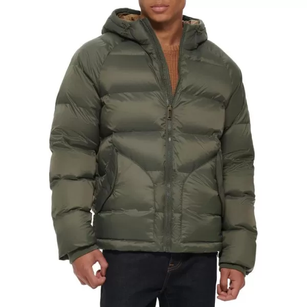 Dockers Mens Recycled Quilted Hooded Puffer JacketOlive