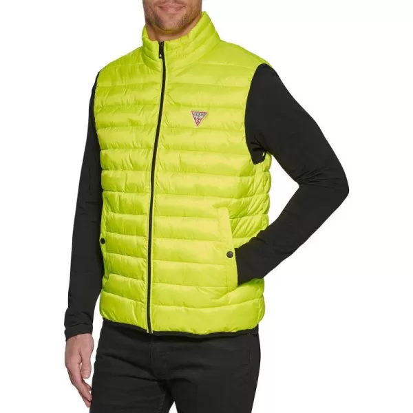 GUESS mens Essential Light Weight Transitional VestNeon Yellow