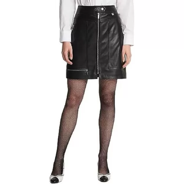 Karl Lagerfeld Paris Womens Leather Cargo Skirt Mid HighBlack