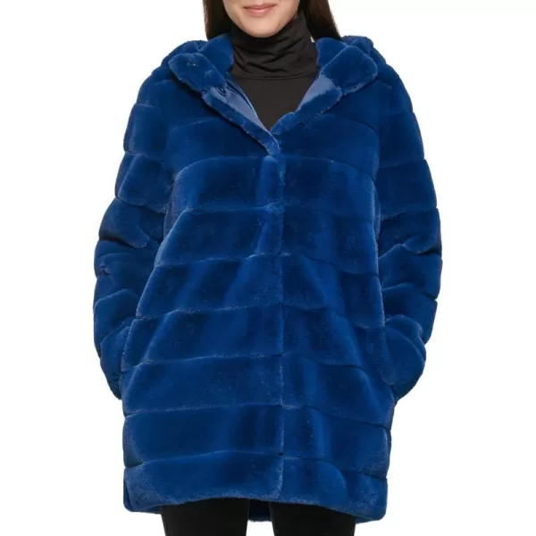 Kenneth Cole Womens Classic Mink Style Faux Fur CoatTeal