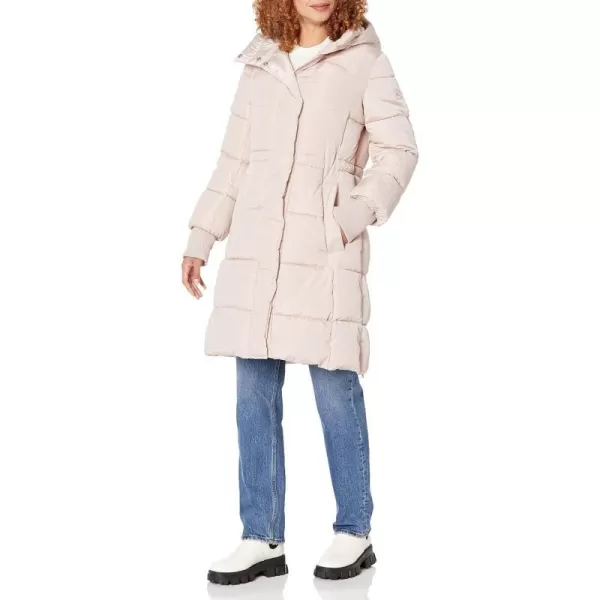 Kenneth Cole Womens Faux Memory Anork with Hidden Drawcord PufferRosedust