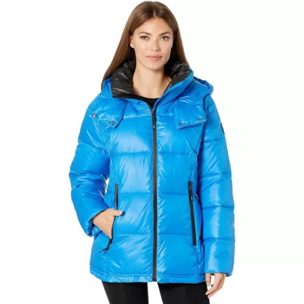 Kenneth Cole Womens Horizontal Zip Puffer JacketAqua