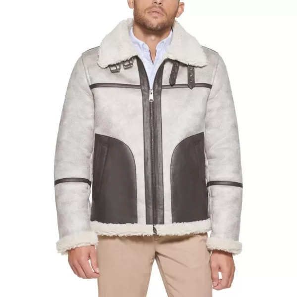 Tommy Hilfiger Mens Faux Shearling Aviator JacketTundra