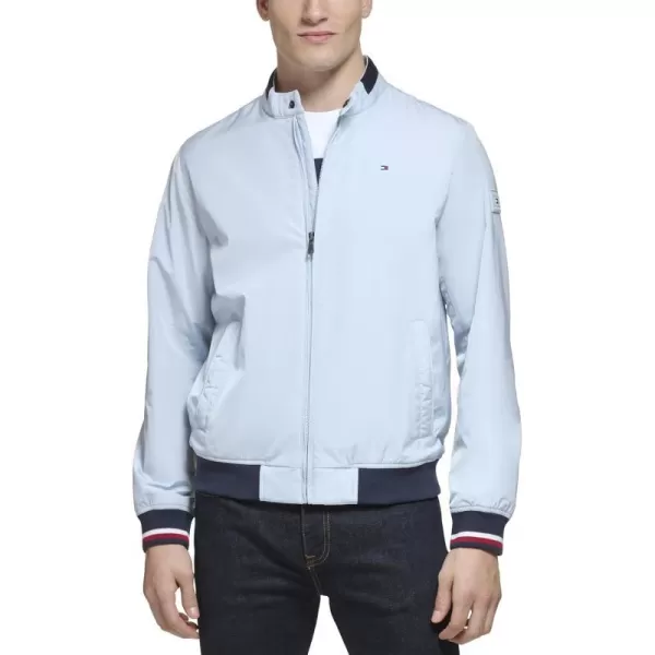 Tommy Hilfiger Mens Lightweight Varsity Rib Knit Bomber JacketPastel Blue