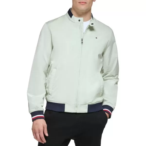 Tommy Hilfiger Mens Lightweight Varsity Rib Knit Bomber JacketPastel Green