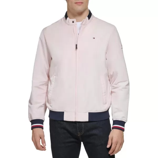 Tommy Hilfiger Mens Lightweight Varsity Rib Knit Bomber JacketPastel Pink