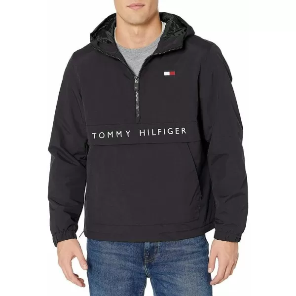 Tommy Hilfiger Mens Performance Fleece Lined Hooded Popover JacketNavy