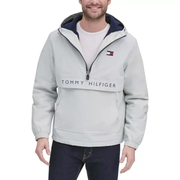 Tommy Hilfiger Mens Performance Fleece Lined Hooded Popover JacketNew Ice