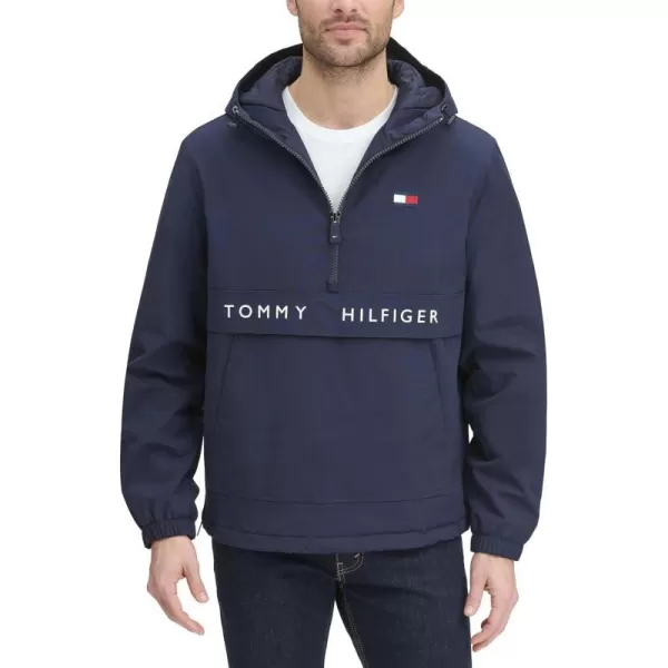 Tommy Hilfiger Mens Performance Fleece Lined Hooded Popover JacketNew Navy