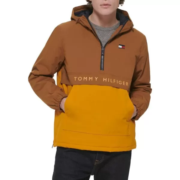 Tommy Hilfiger Mens Performance Fleece Lined Hooded Popover JacketNuthatchGold