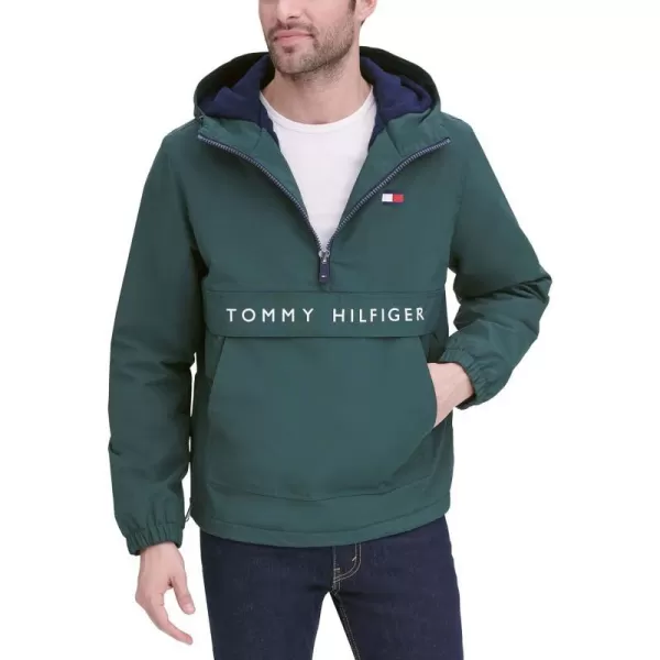 Tommy Hilfiger Mens Performance Fleece Lined Hooded Popover JacketOlive