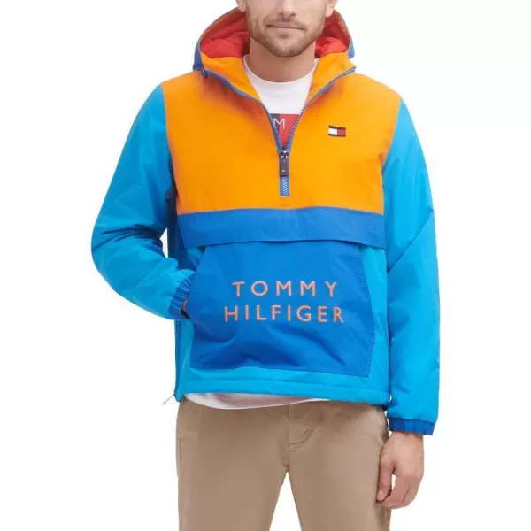 Tommy Hilfiger Mens Performance Fleece Lined Hooded Popover JacketOrange