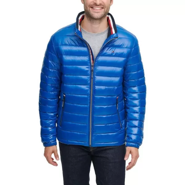 Tommy Hilfiger Mens Water Resistant Ultra Loft Down Alternative Puffer JacketNew Royal Wet Look