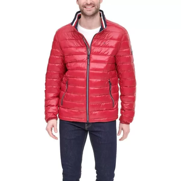 Tommy Hilfiger Mens Water Resistant Ultra Loft Down Alternative Puffer JacketRed Pepper Wet Look