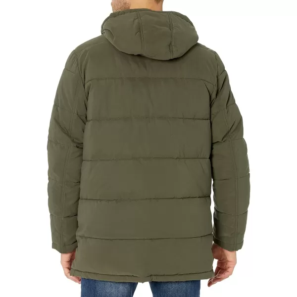 Dockers Mens Microtwill Long Hooded ParkaOlive