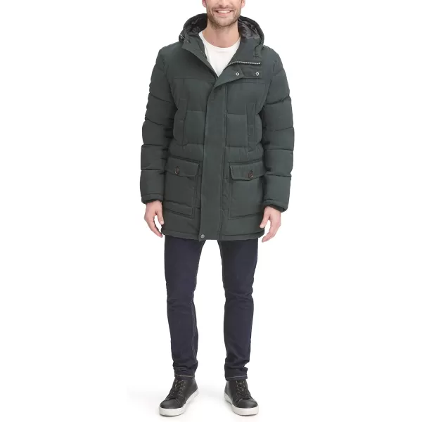 Dockers Mens Microtwill Long Hooded ParkaTimber Green