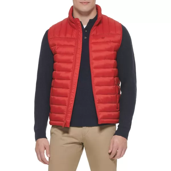 Dockers Mens The Noah Classic Ultra Loft Packable Puffer JacketCherry Red Vest