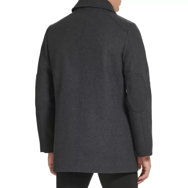 Kenneth Cole Mens Wool Single BreastFront Inner Quilted Wing Collar Coat Charcoal SmallKenneth Cole Mens Wool Single BreastFront Inner Quilted Wing Collar Coat Charcoal Small