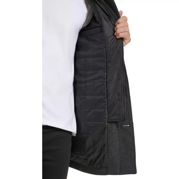 Kenneth Cole Mens Wool Single BreastFront Inner Quilted Wing Collar Coat Charcoal SmallKenneth Cole Mens Wool Single BreastFront Inner Quilted Wing Collar Coat Charcoal Small