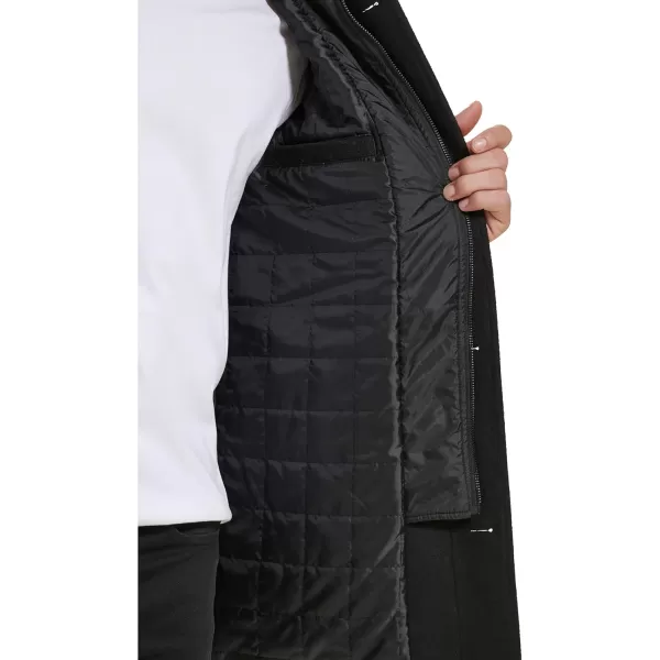 Kenneth Cole Mens Wool Single BreastFront Inner Quilted Wing Collar CoatBlack