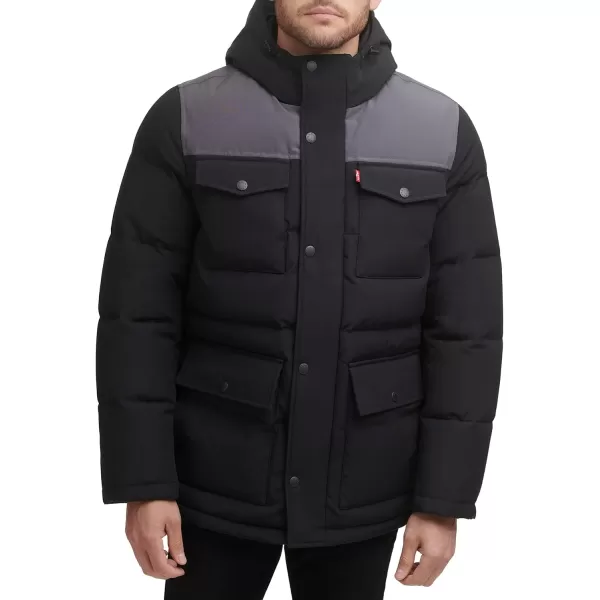 Levis Mens Arctic Cloth Quilted Performance ParkaBlackCharcoal