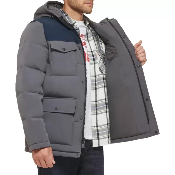 Levis Mens Arctic Cloth Quilted Performance ParkaCharBlue