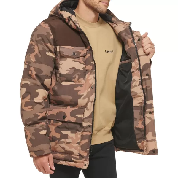 Levis Mens Arctic Cloth Quilted Performance ParkaClr Camo Khk