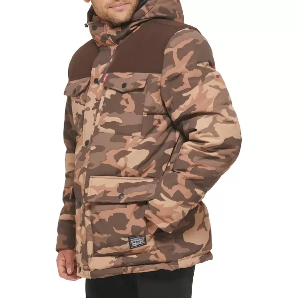 Levis Mens Arctic Cloth Quilted Performance ParkaClr Camo Khk