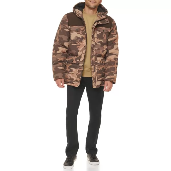 Levis Mens Arctic Cloth Quilted Performance ParkaClr Camo Khk